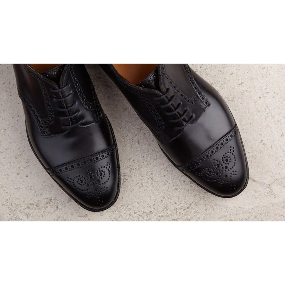 Height Increasing Black Leather Friars Brogue Derby Shoes sold by Costoso Italiano product image thumbnail 3