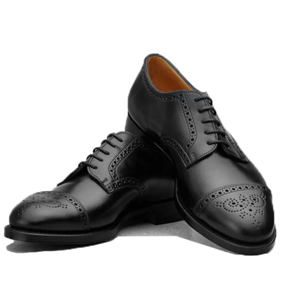 Height Increasing Black Leather Friars Brogue Derby Shoes sold by Costoso Italiano product image thumbnail 2