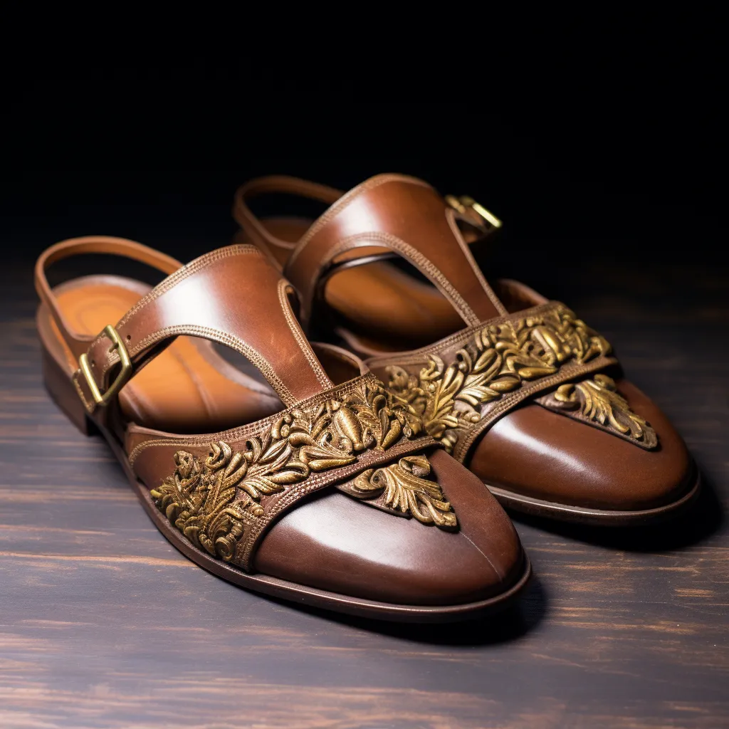 Brown Leather Hand Work Zardozi Peshawari Loafers | Wedding Shoes for Groom | Shoes for Haldi Mehendi Sangeet sold by Costoso Italiano