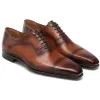 Flat Feet Shoes - Brown Leather Crofton Brogue Oxfords with Arch Support sold by Costoso Italiano
