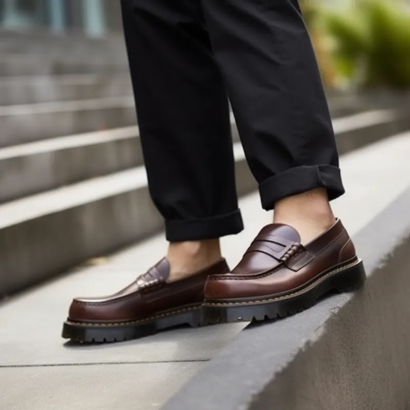Brown Leather Learnum Penny Loafers with Chunky Sole - SS23 sold by Costoso Italiano