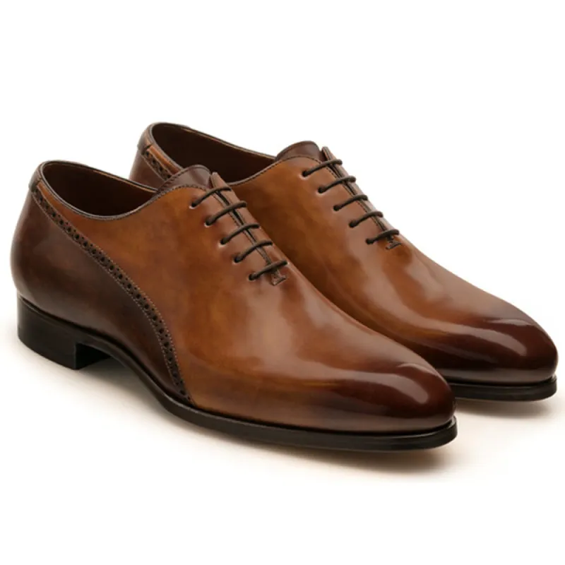 Height Increasing Tan & Brown Leather Darien Brogue Oxfords sold by Costoso Italiano