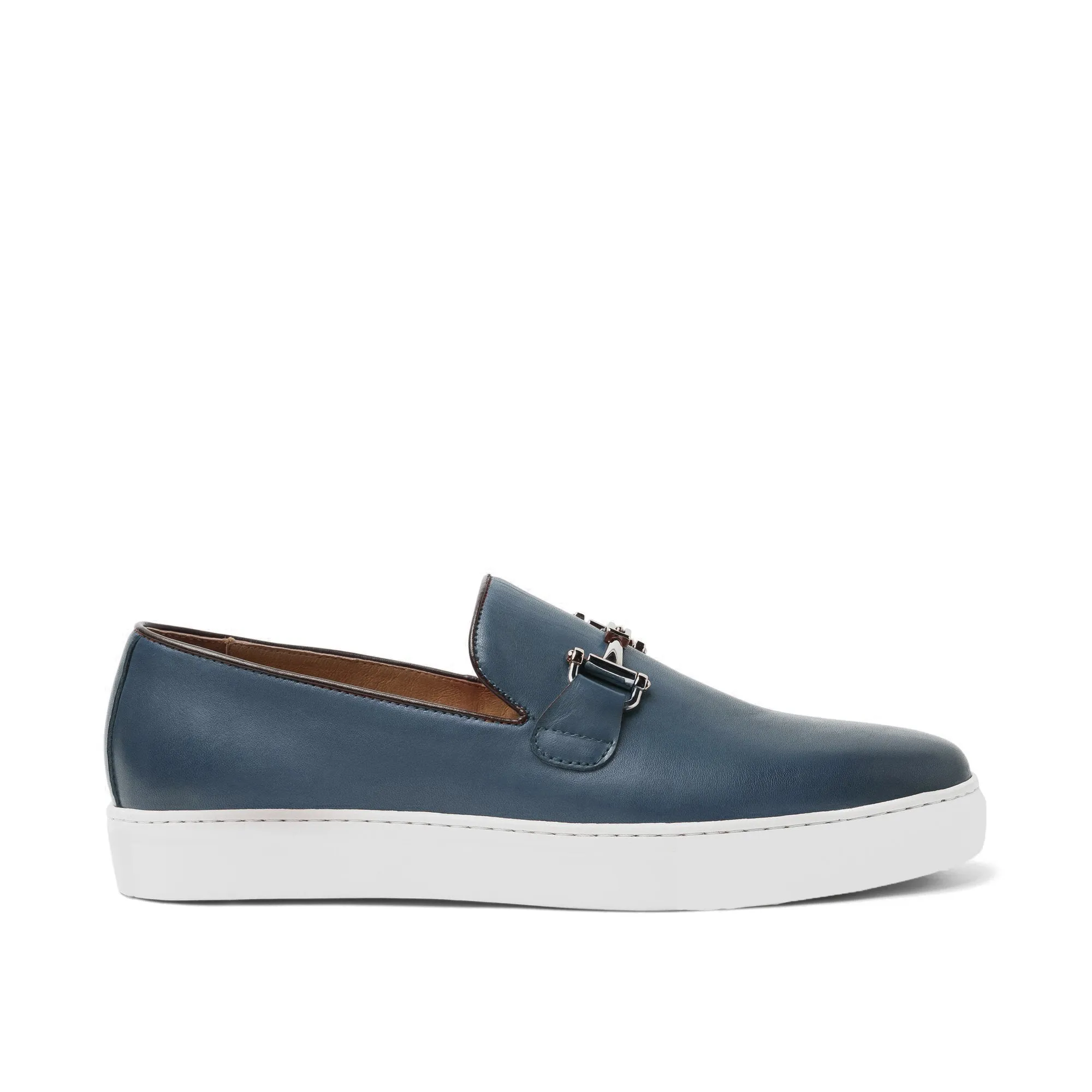 Height Increasing Blue Leather Alvin Horse Bit Slip On Sneakers sold by Costoso Italiano product image thumbnail 2