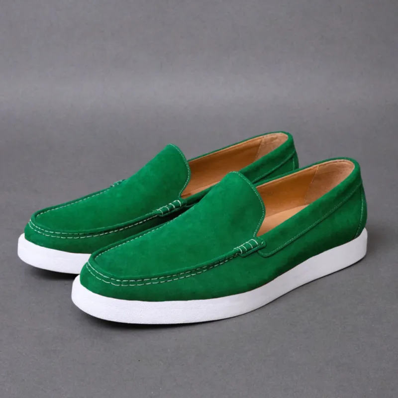 Green Suede Leather Anthea Slip On Sneakers sold by Costoso Italiano