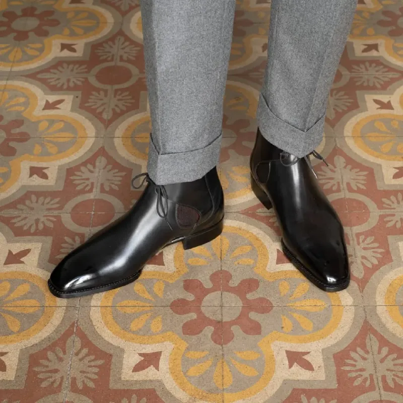 Black Leather Cowra Chelsea Boots sold by Costoso Italiano