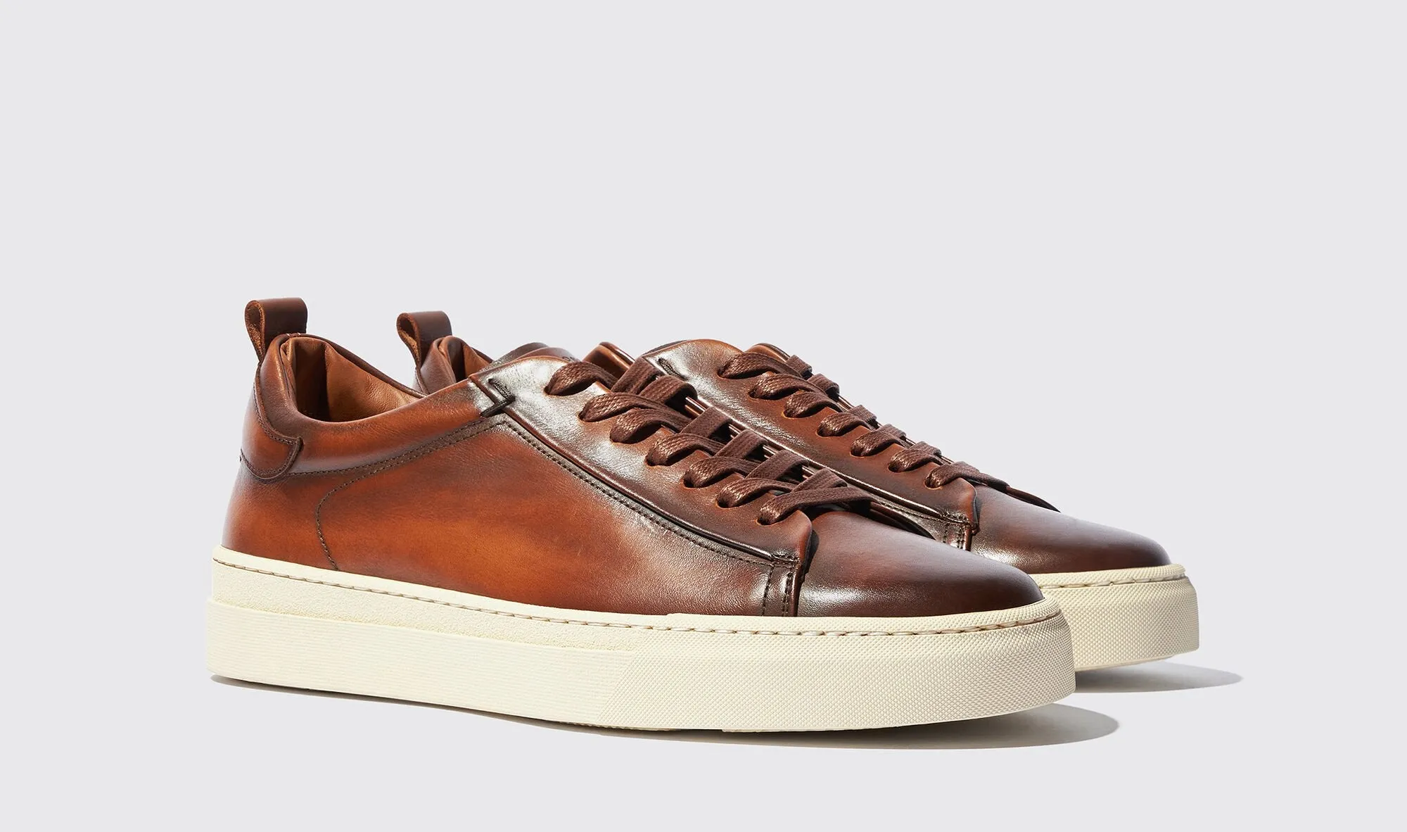 Tan Leather FrostGlow Lace-Up Sneakers With White Sole sold by Costoso Italiano