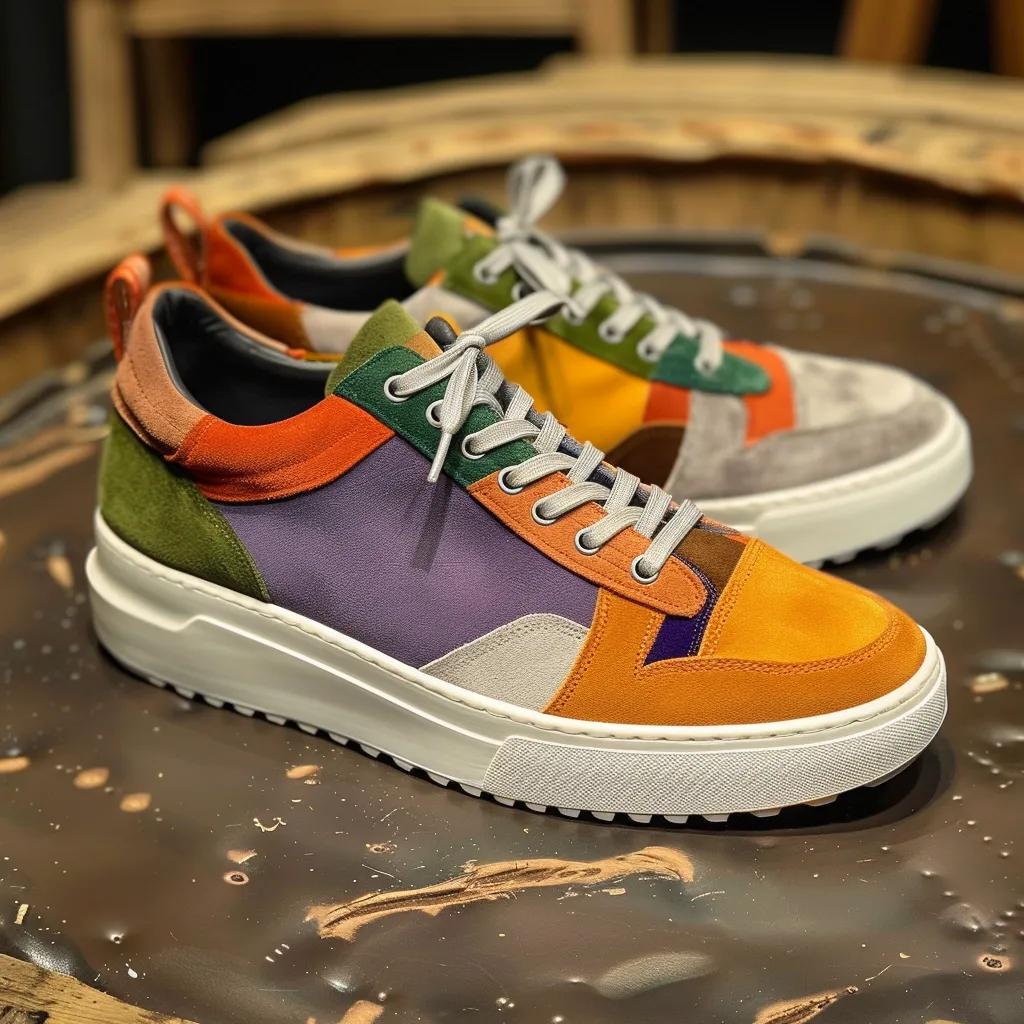 Multi Colour Suede Leather Verdant Vogue Lace-Up Sneakers with White Sole - Summer 2024 Collection sold by Costoso Italiano