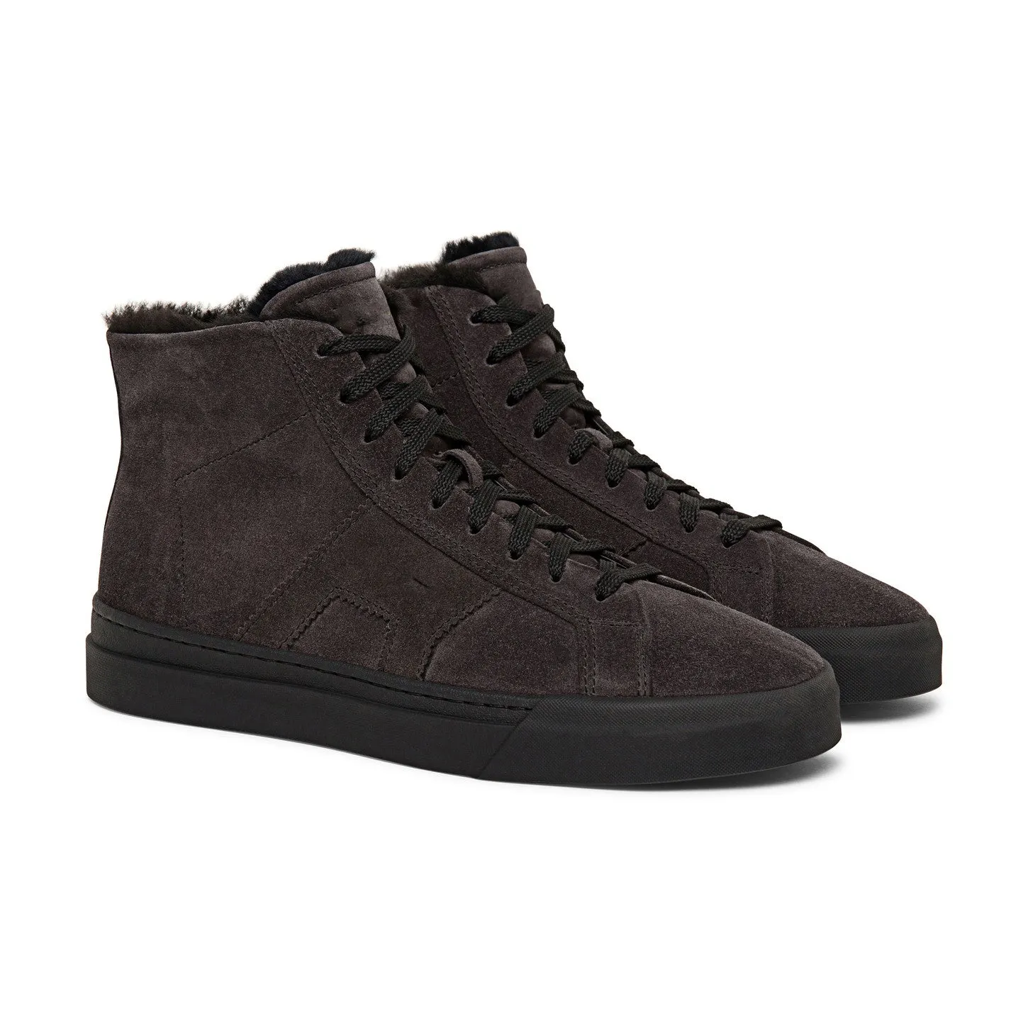 Brown Suede Wolfton Lace Fleece Lined Up High Top Sneakers - AW24 sold by Costoso Italiano