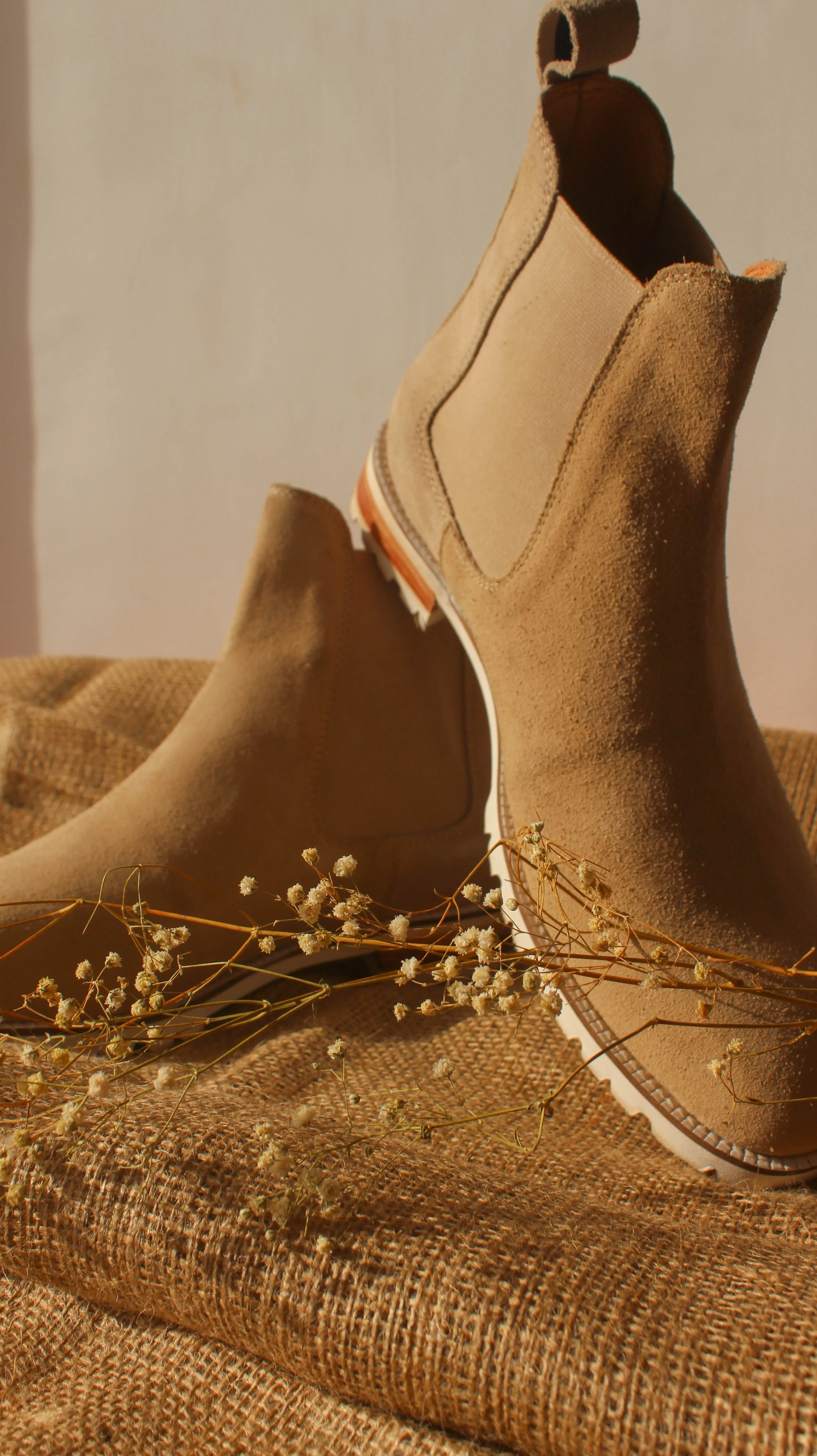 Beige Suede Leather Ferneto Chunky Chelsea Boots - Hiking and Trekking Boots sold by Costoso Italiano