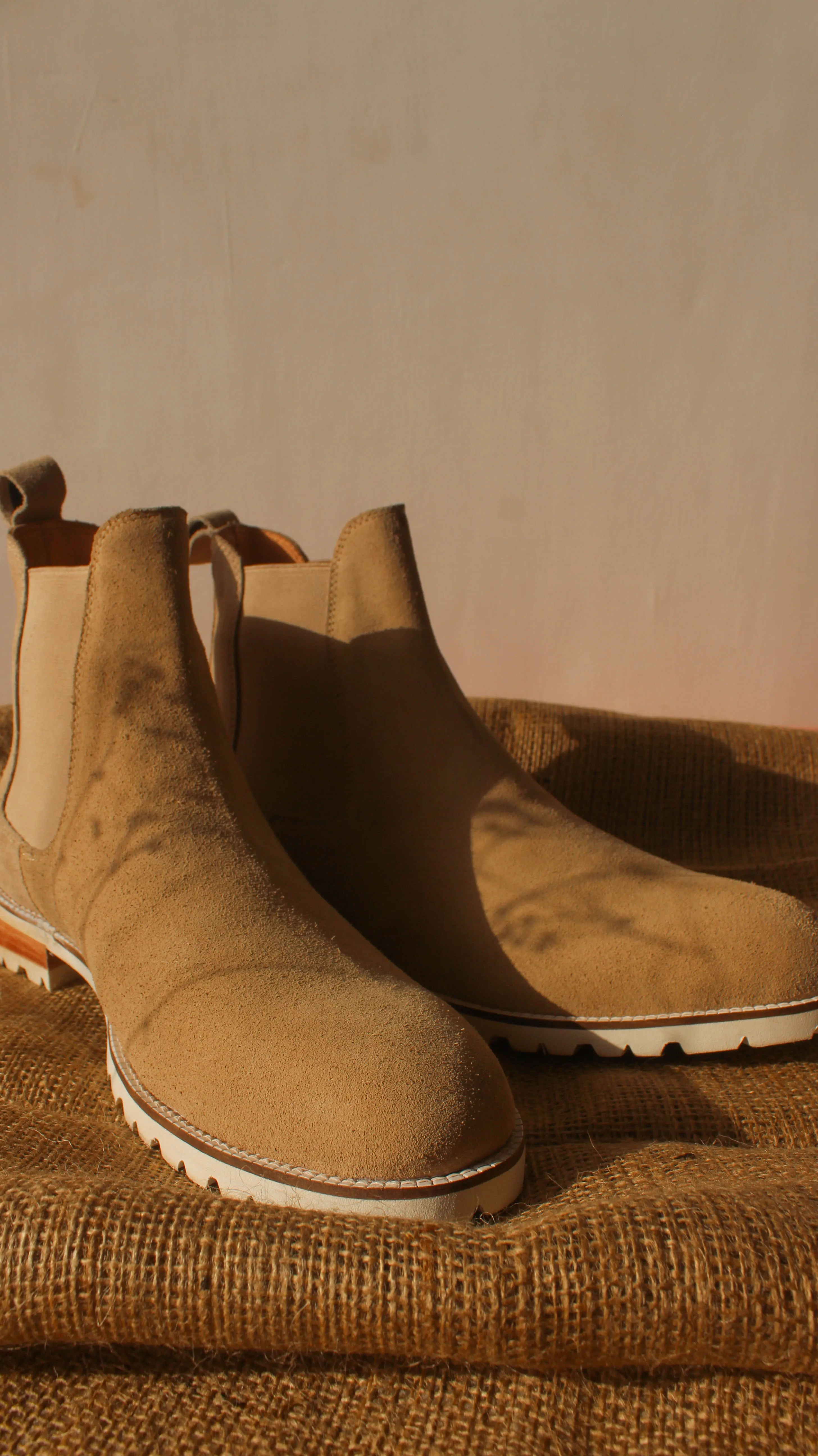 Beige Suede Leather Ferneto Chunky Chelsea Boots - Hiking and Trekking Boots sold by Costoso Italiano product image thumbnail 4