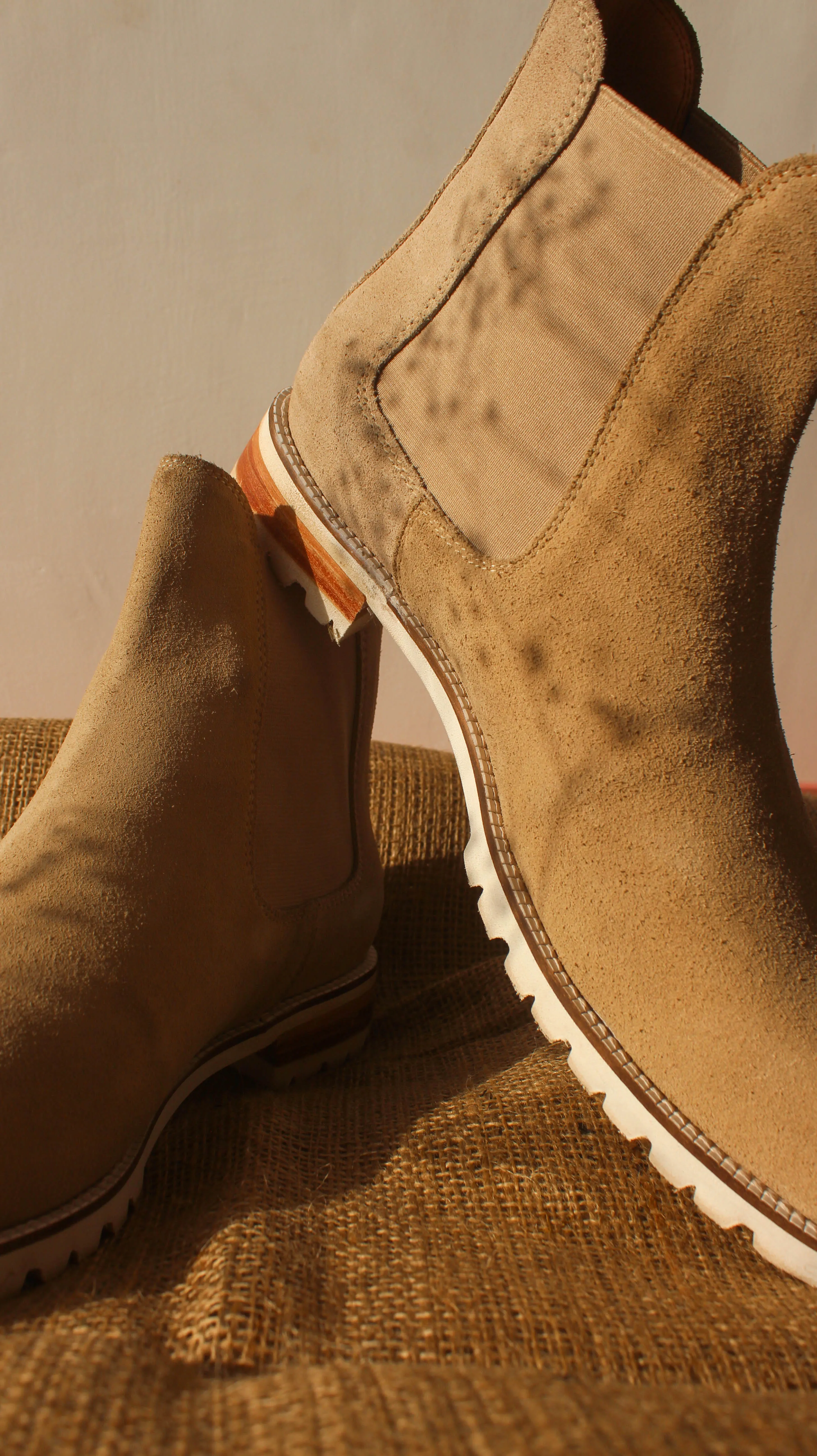 Beige Suede Leather Ferneto Chunky Chelsea Boots - Hiking and Trekking Boots sold by Costoso Italiano product image thumbnail 3