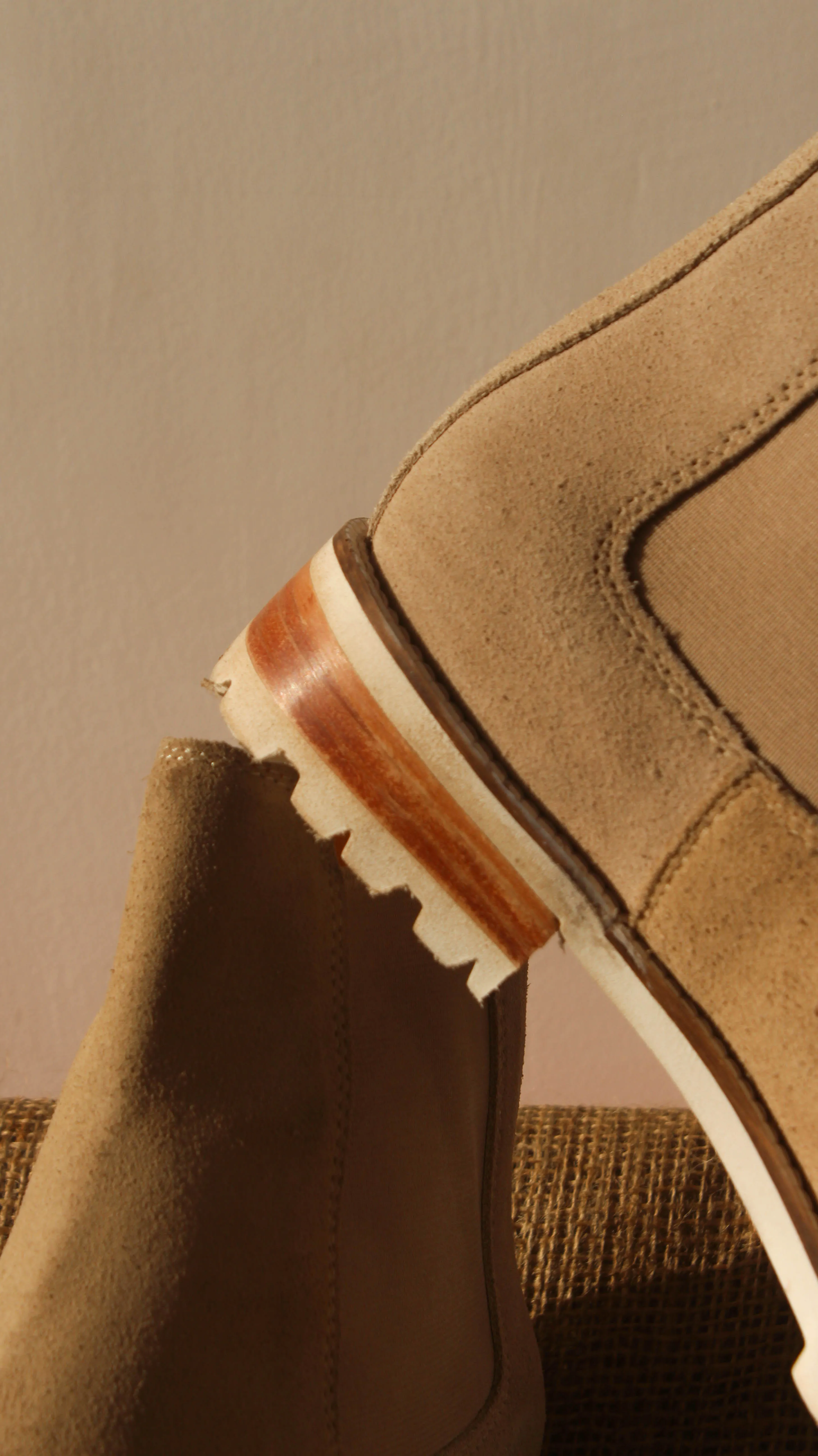 Beige Suede Leather Ferneto Chunky Chelsea Boots - Hiking and Trekking Boots sold by Costoso Italiano product image thumbnail 5