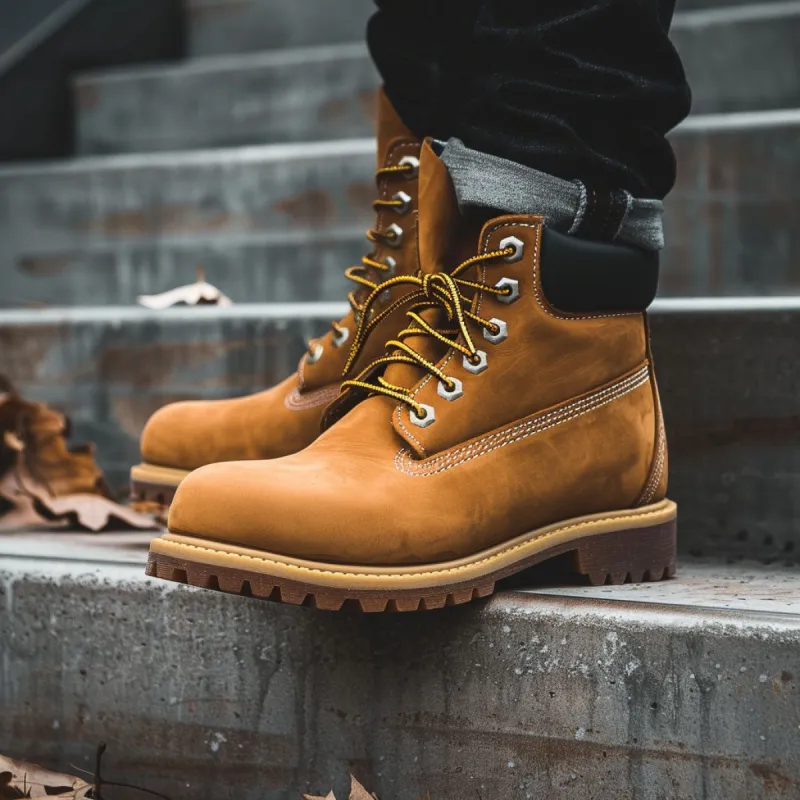 Tan Leather Arazzo Ankle Rugged Lace Up Combat Hiking Boots with Honey Chunky Track Sole sold by Costoso Italiano