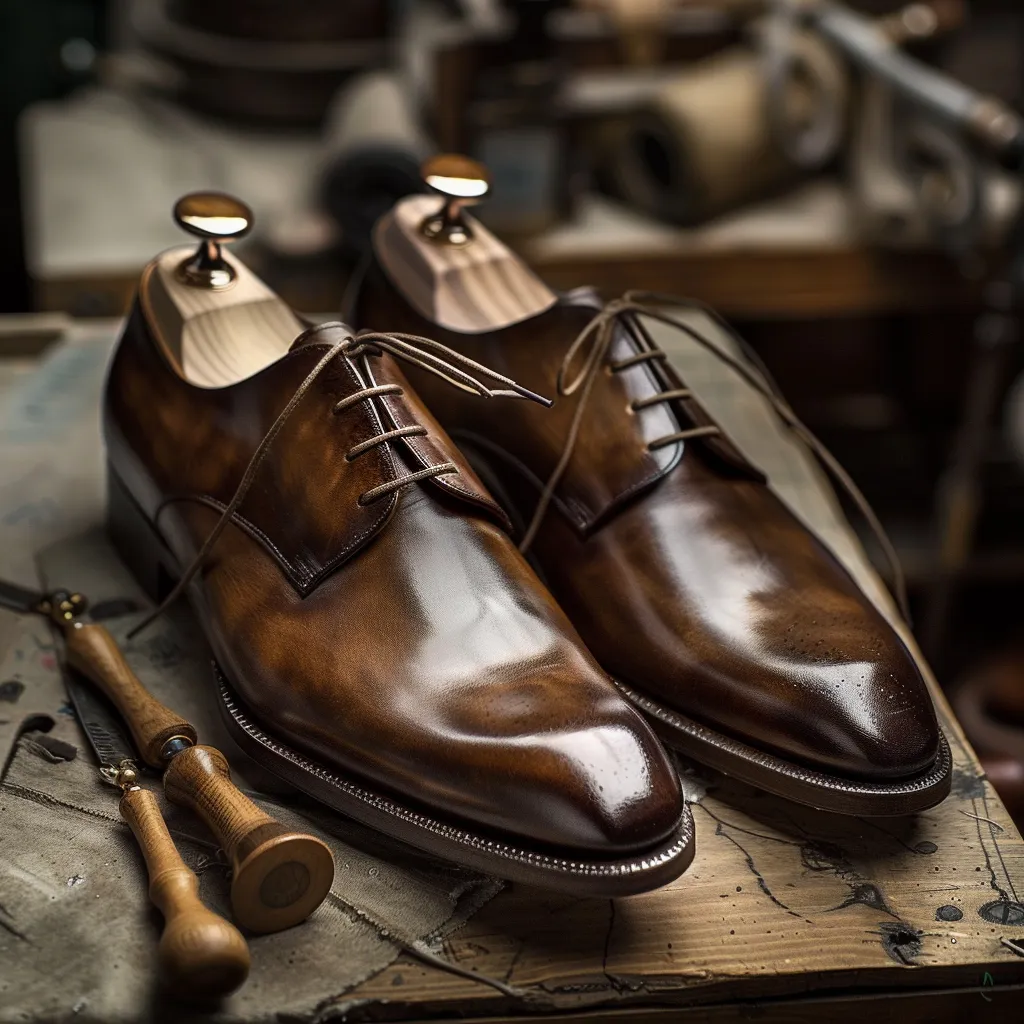 Brown Leather Rustic Radiance Pointed Toe Cap Lace-Up Oxford Shoe - Summer 2024 Collection sold by Costoso Italiano