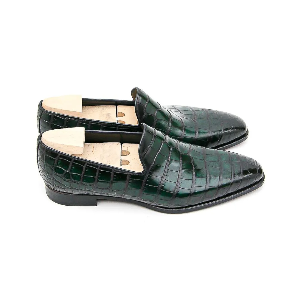 Flat Feet Shoes - Goodyear Welted Sardoal Emerald Green Leather Loafer With Violin Leather Sole with Arch Support sold by Costoso Italiano product image thumbnail 3