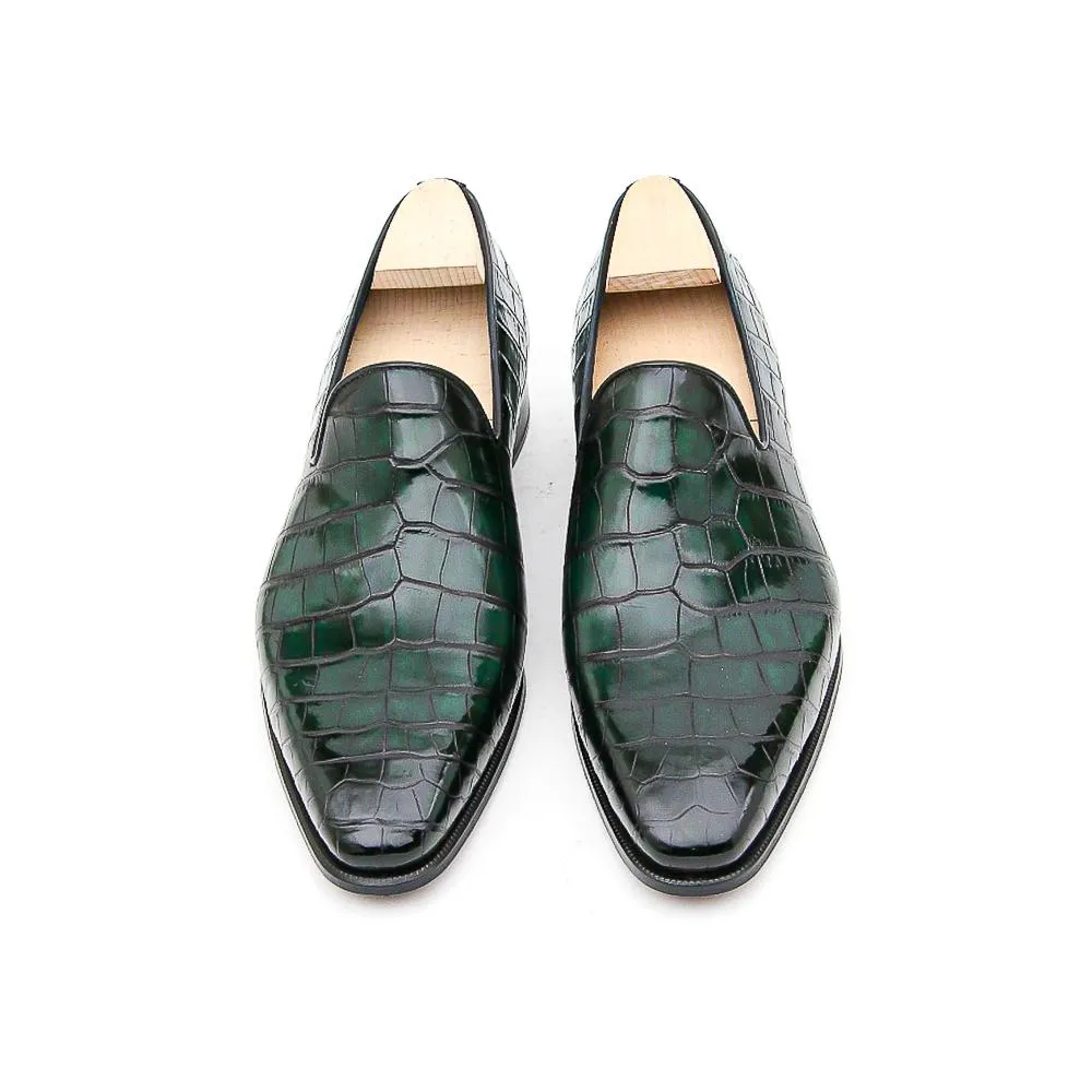 Flat Feet Shoes - Goodyear Welted Sardoal Emerald Green Leather Loafer With Violin Leather Sole with Arch Support sold by Costoso Italiano product image thumbnail 2