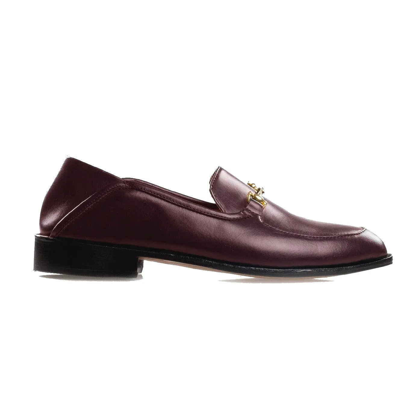 Flat Feet Shoes - Brown Burgundy Leather Penela Horsebit Collapsible Loafer Slippers with Arch Support sold by Costoso Italiano product image thumbnail 2