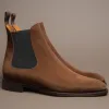 Flat Feet Shoes - Brown Suede Leather Fenland Slip On Chelsea Boots with Arch Support sold by Costoso Italiano