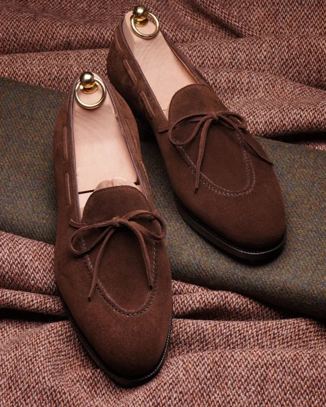 Height Increasing Brown Suede Carmona Loafers sold by Costoso Italiano