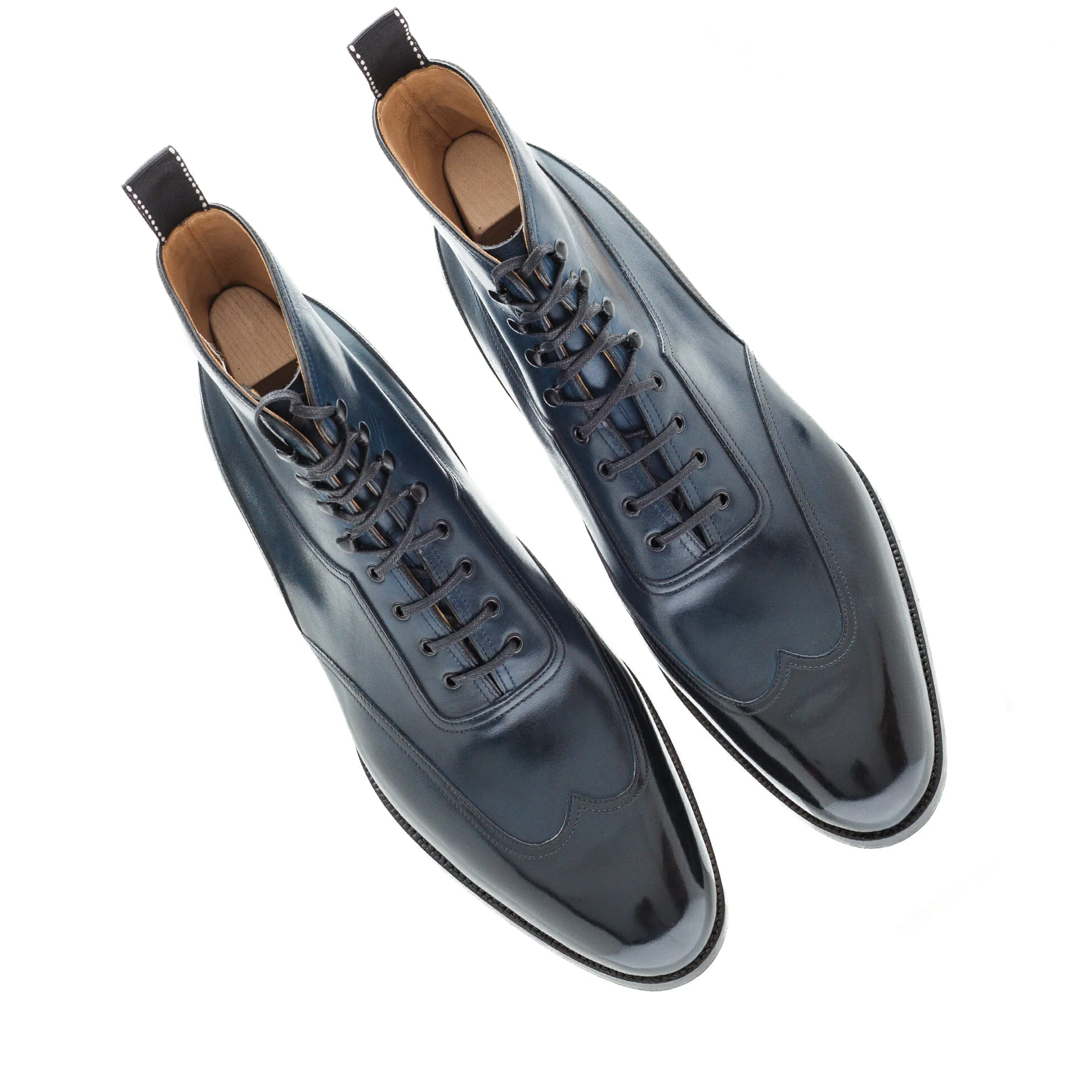 Navy Blue Leather Hendon Lace Up Boots sold by Costoso Italiano product image thumbnail 4