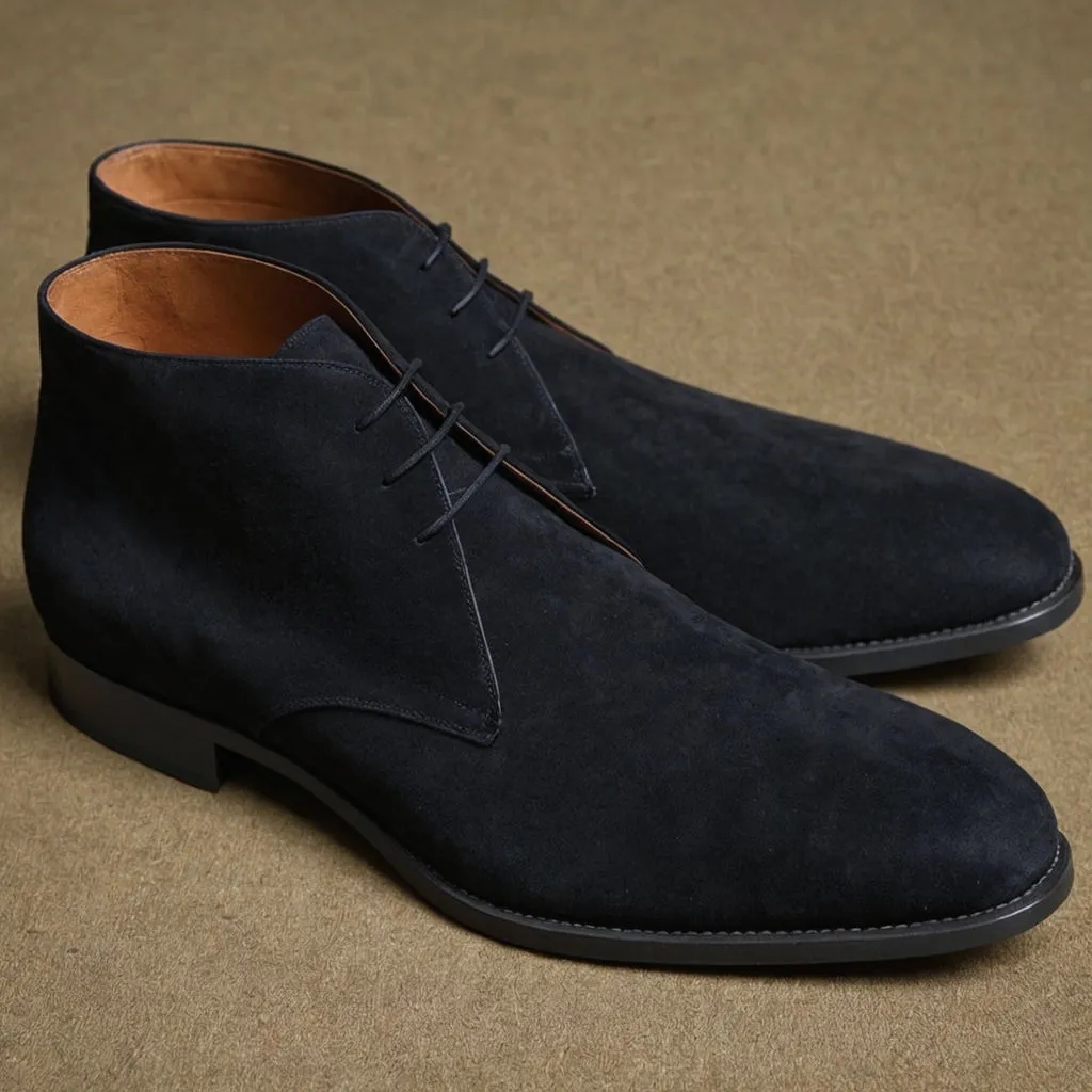 Black Suede Leather Gabrovo Chukka Lace Up Boots sold by Costoso Italiano