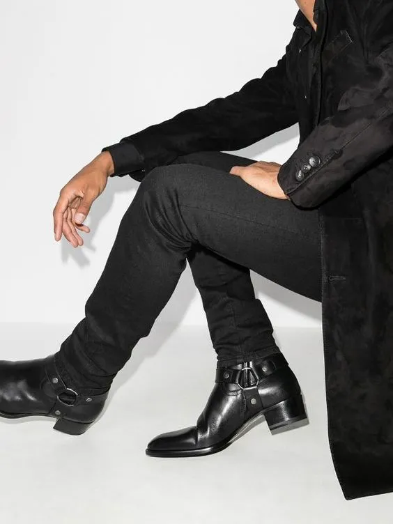 Black Leather Ravien Harness Chelsea Boots - Cowboy Edition sold by Costoso Italiano product image thumbnail 3