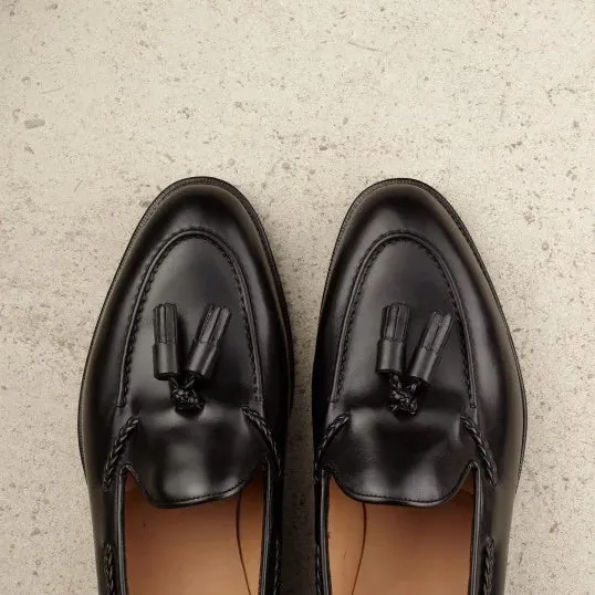 Height Increasing Black Leather Swale Tassel Loafers - Formal Shoes sold by Costoso Italiano product image thumbnail 5