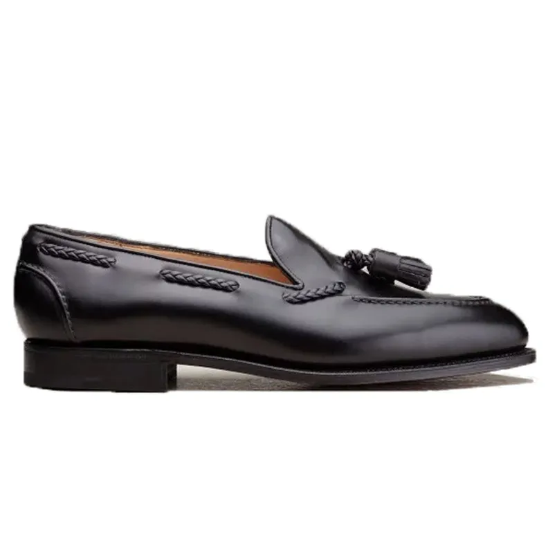 Height Increasing Black Leather Swale Tassel Loafers - Formal Shoes sold by Costoso Italiano product image thumbnail 2
