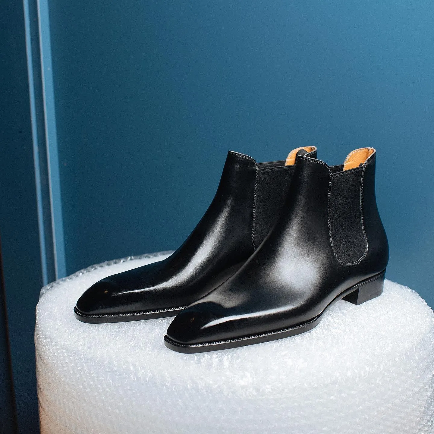 Black Leather Lucca Slip On Chelsea Boots - AW24 sold by Costoso Italiano