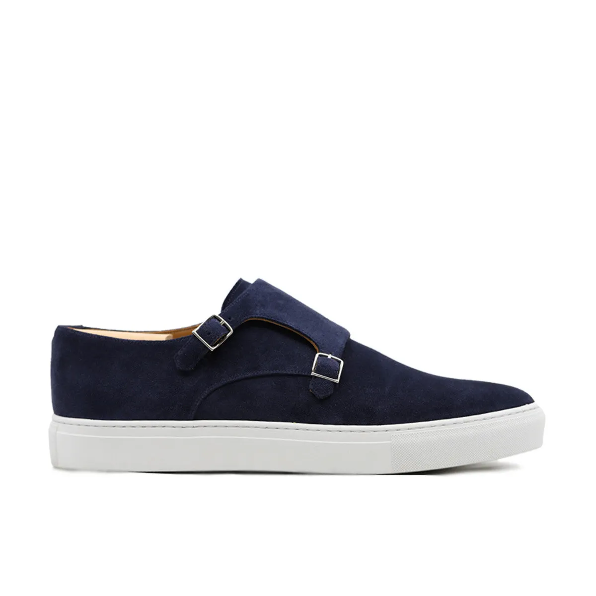 Height Increasing Navy Blue Suede Ferrol Monk Strap Sneakers sold by Costoso Italiano product image thumbnail 2