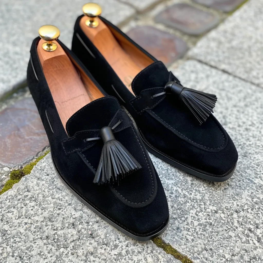 Black Suede Tassel Loafers - Summer 2024 Collection sold by Costoso Italiano