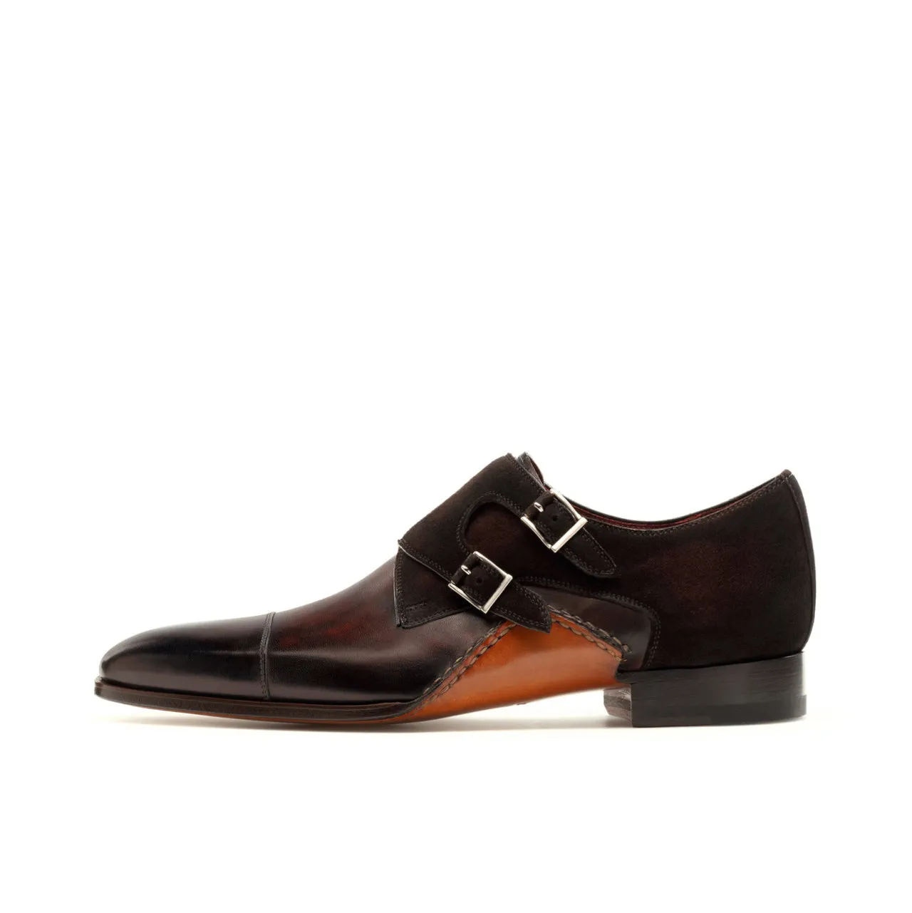 Height Increasing Brown Leather & Sude Bourke Monk Straps Shoes sold by Costoso Italiano product image thumbnail 2