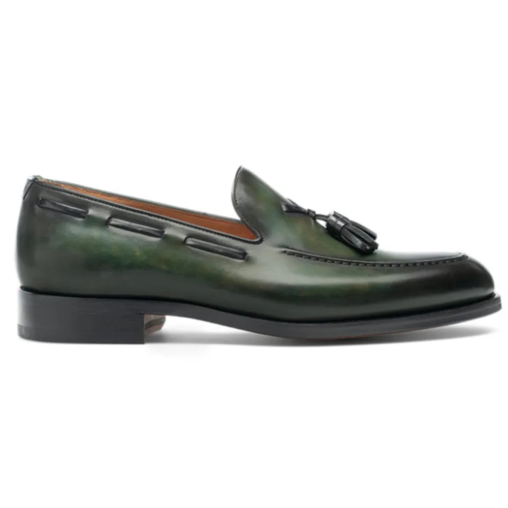 Height Increasing Olive Green Leather Barbican Tassel Loafers sold by Costoso Italiano product image thumbnail 2