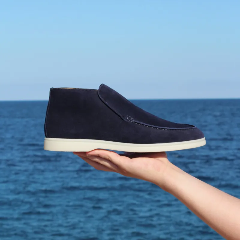 Luxury Edition - Artisian Made Navy Blue Italian Suede Athena City Half Boots - AW24 sold by Costoso Italiano