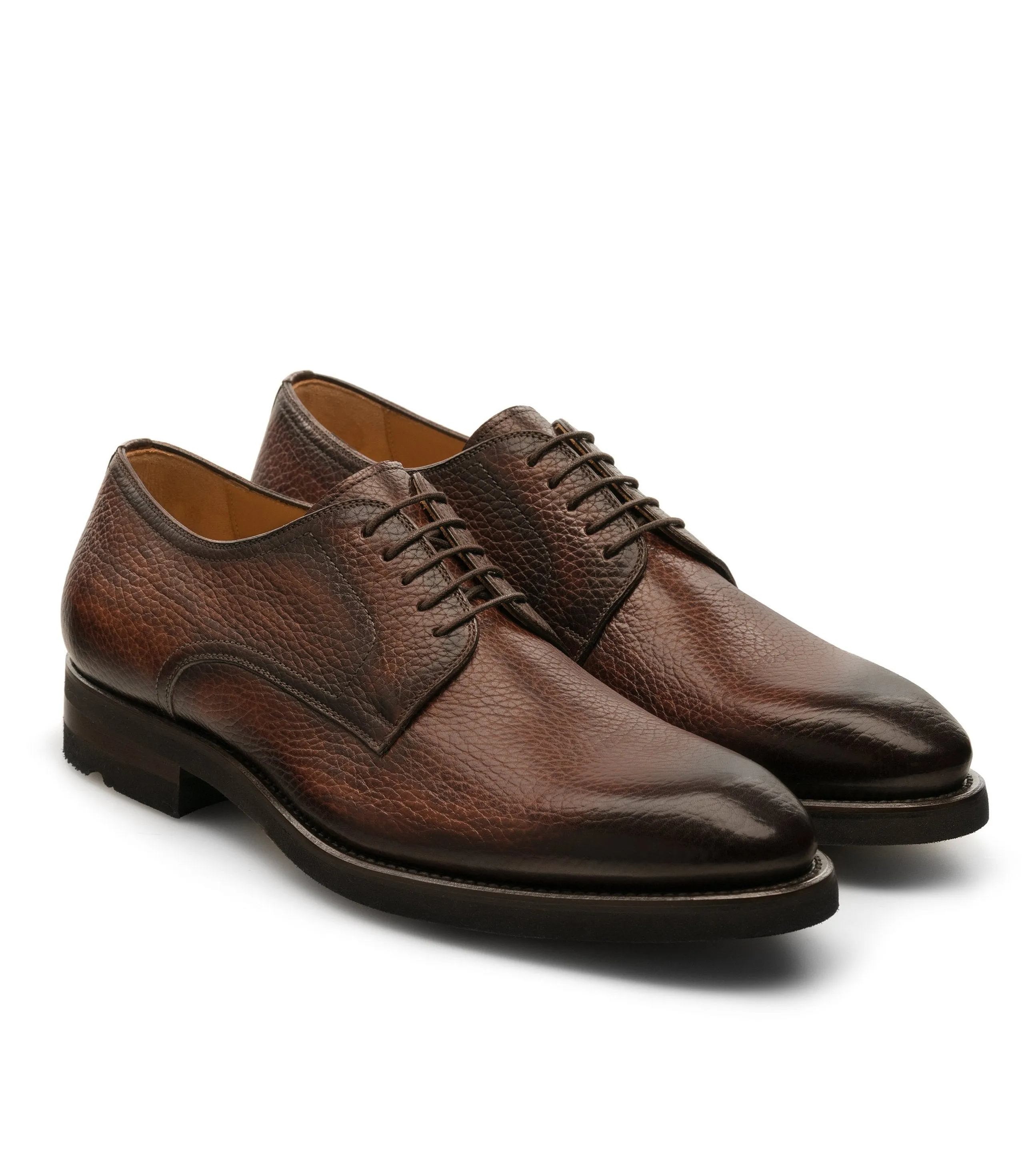 Flat Feet Shoes - Brown Leather Nicolet Chunky Derby Shoes with Arch Support sold by Costoso Italiano