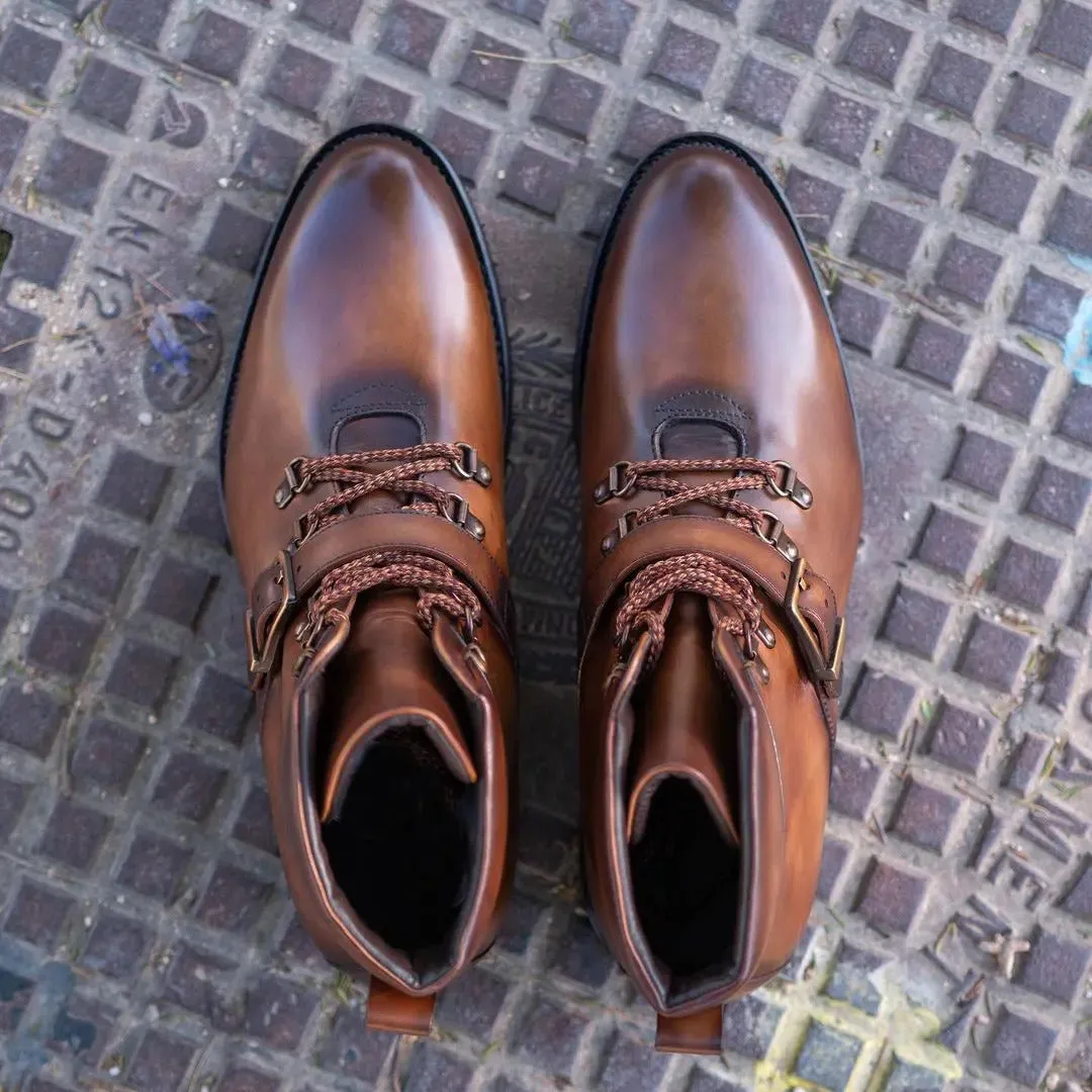 Tan Leather Headre Chunky Combat Boots sold by Costoso Italiano product image thumbnail 3