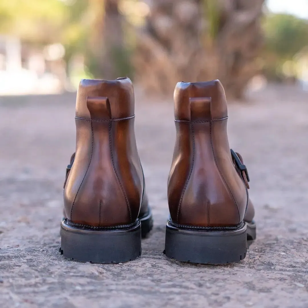 Tan Leather Headre Chunky Combat Boots sold by Costoso Italiano product image thumbnail 4