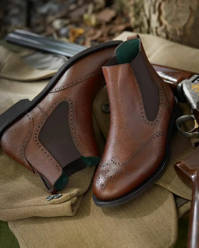 Brown Leather Toledo Slip On Chelsea Boots sold by Costoso Italiano