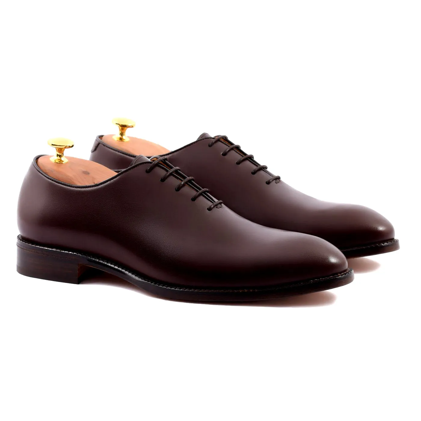 Height Increasing Brown Leather Drayton One Cut Oxfords - Formal Shoes sold by Costoso Italiano