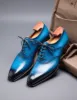 Blue Leather Kratio Brogue Oxfords - Formal Shoes sold by Costoso Italiano
