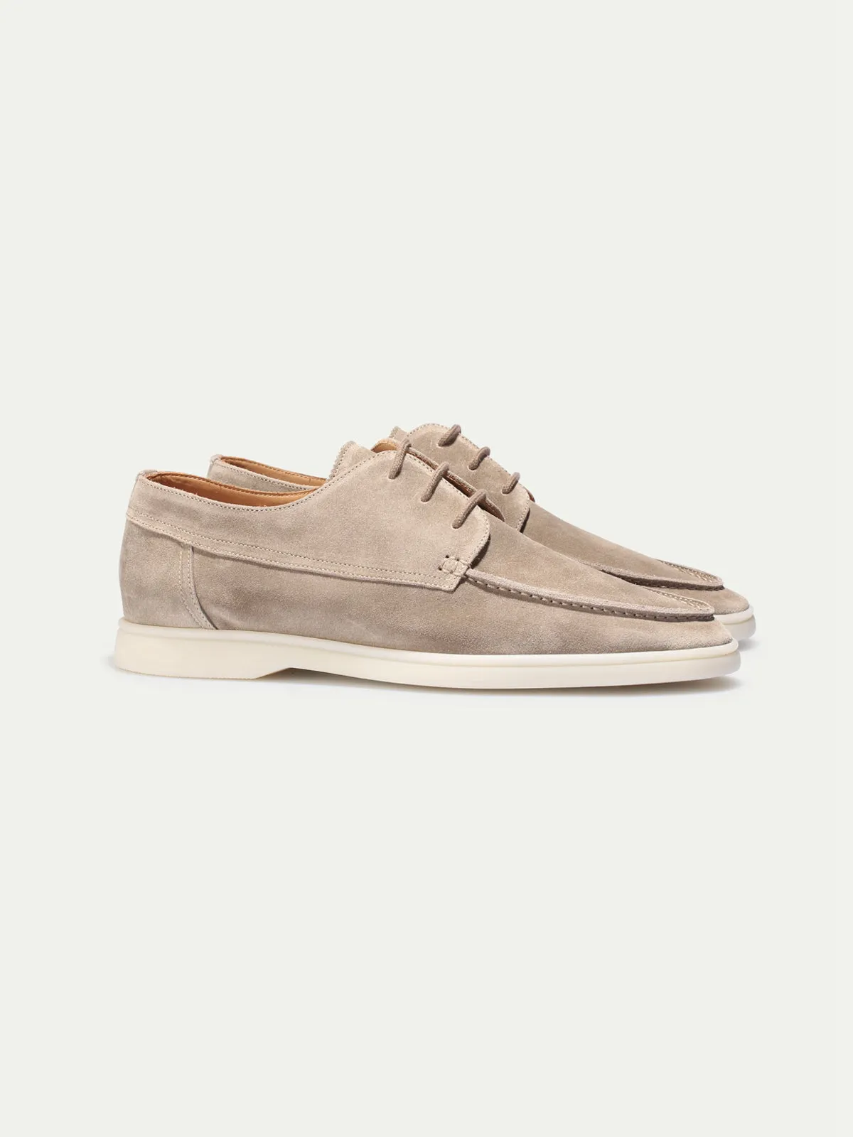 Light Grey Suede Cenia Derby Shoes with White Sole - Summer 2024 Collection sold by Costoso Italiano product image thumbnail 2
