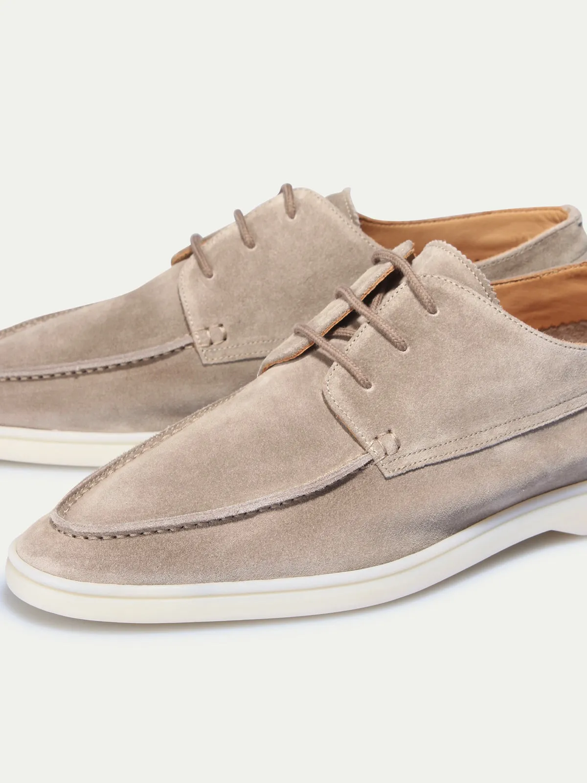 Light Grey Suede Cenia Derby Shoes with White Sole - Summer 2024 Collection sold by Costoso Italiano product image thumbnail 5