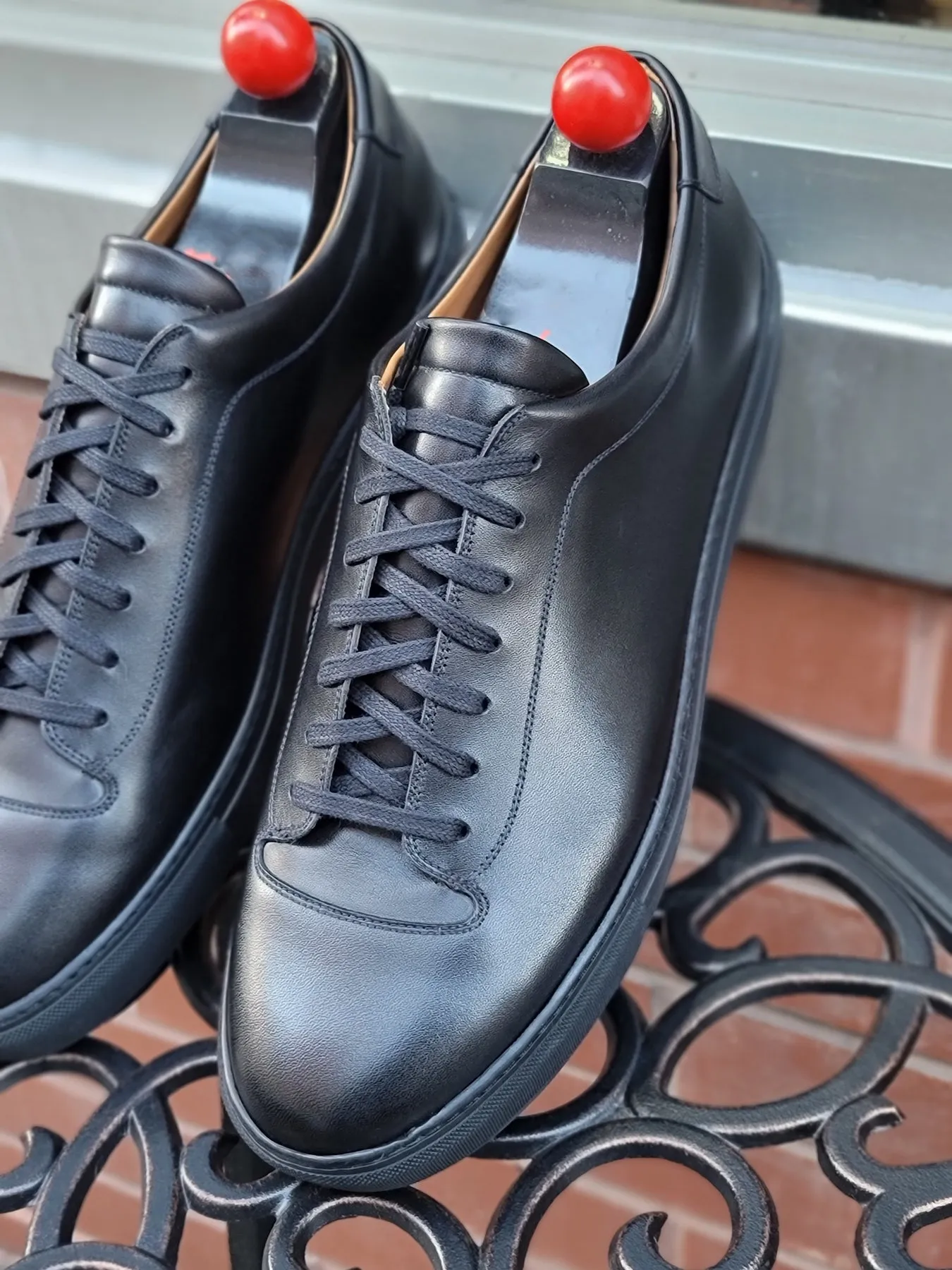 Black Leather Fairfax Lace Up Sneakers - AW22 sold by Costoso Italiano product image thumbnail 2
