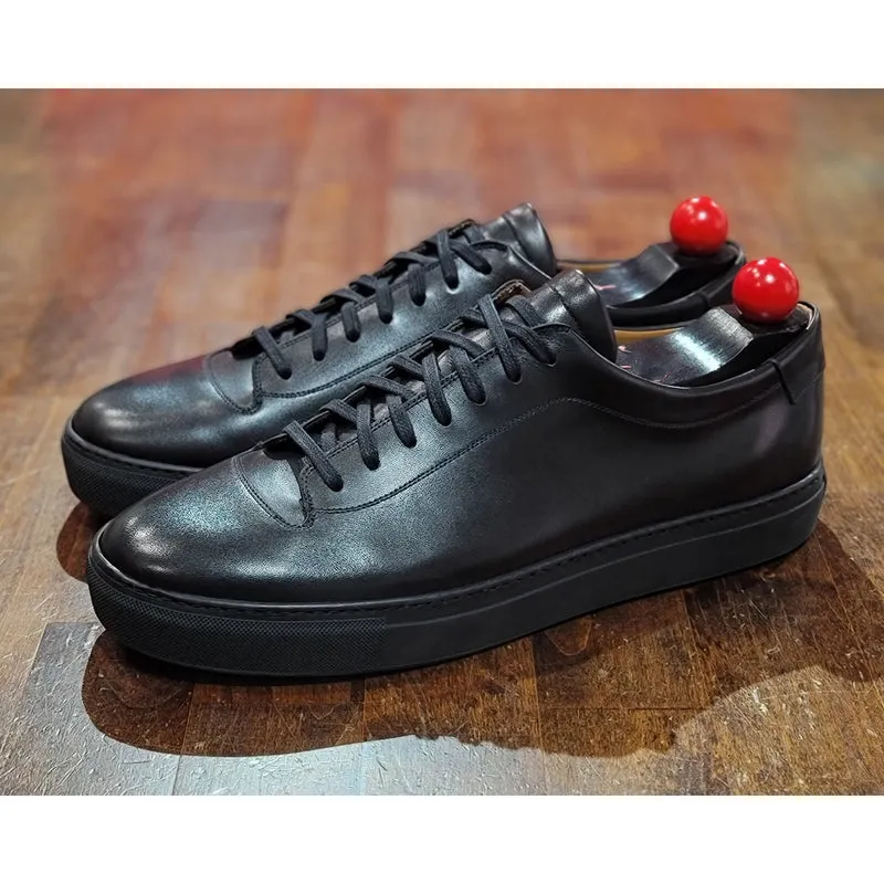 Black Leather Fairfax Lace Up Sneakers - AW22 sold by Costoso Italiano product image thumbnail 5
