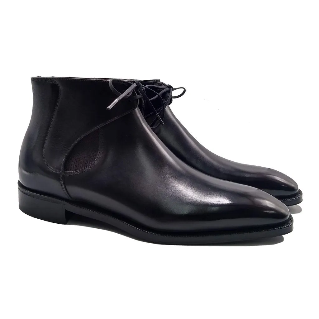 Height Increasing Black Leather Cowra Chelsea Boots sold by Costoso Italiano