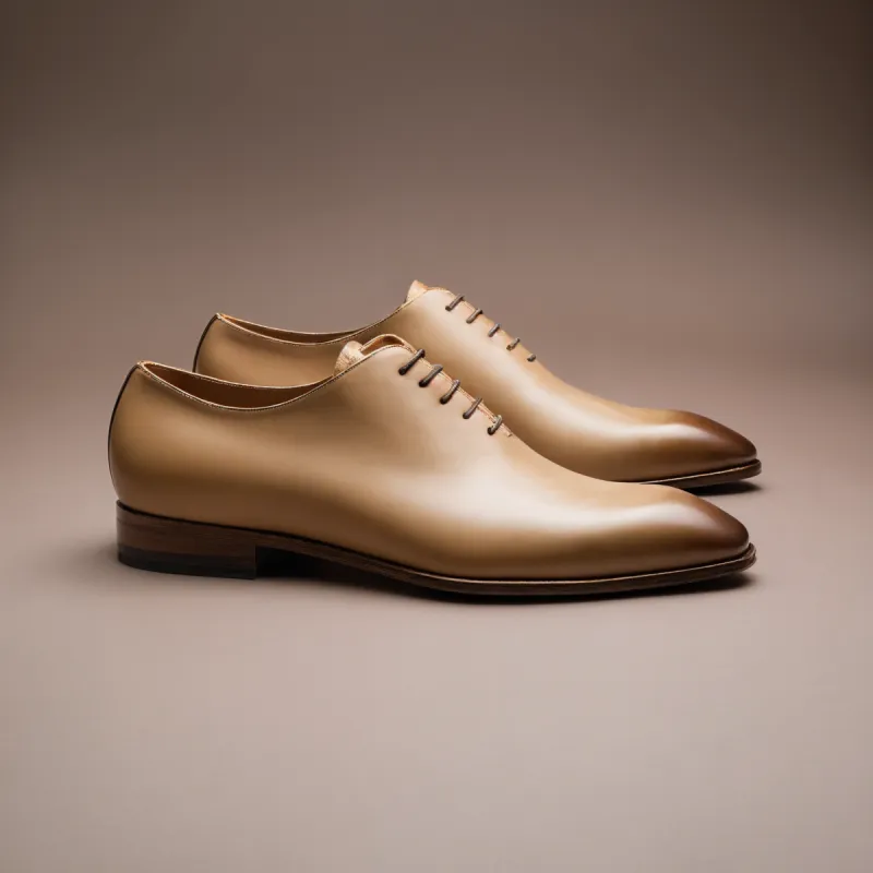 Cream Leather Nandes Oxford Shoes sold by Costoso Italiano