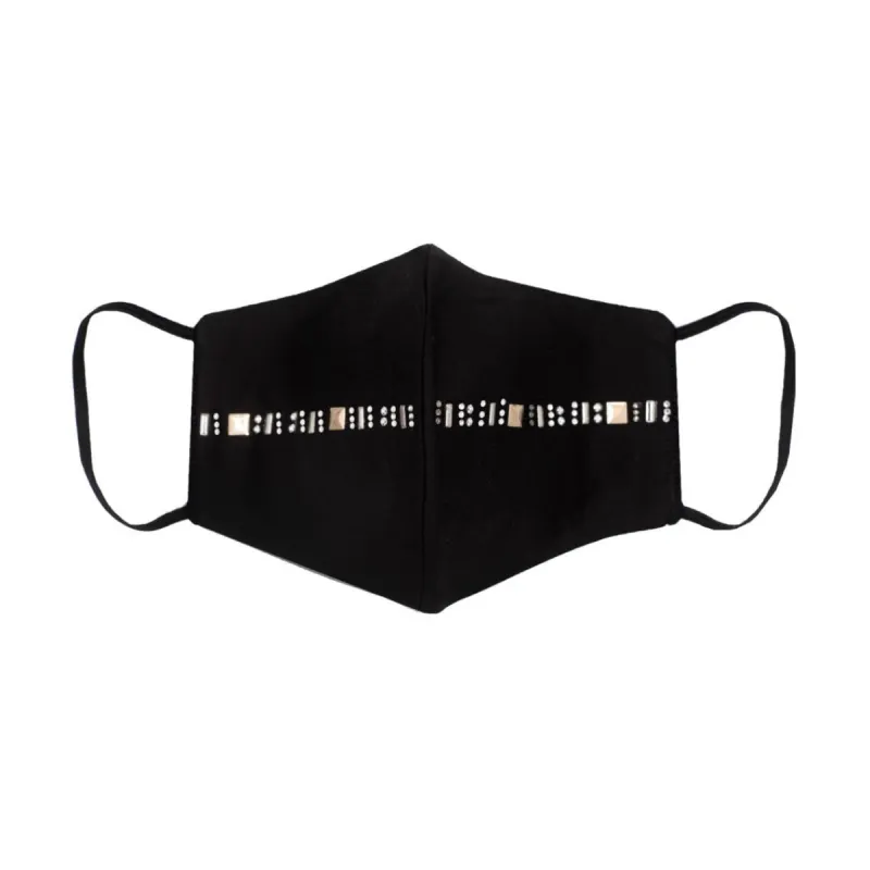 Black Silk Mask with Gold Metal Strip in Swarovski Crystals sold by Costoso Italiano