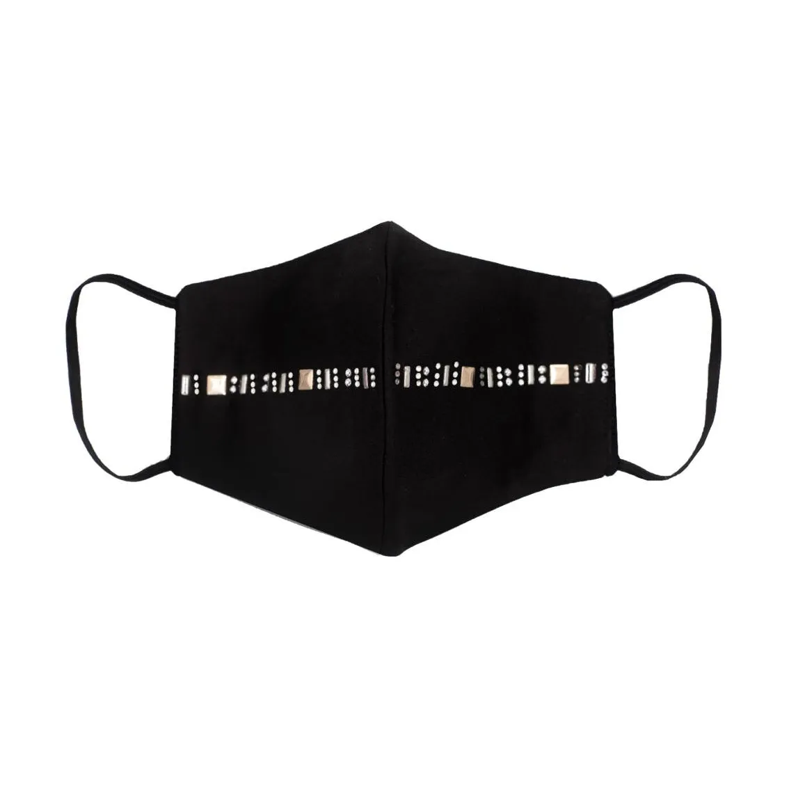 Black Silk Mask with Gold Metal Strip in Swarovski Crystals sold by Costoso Italiano