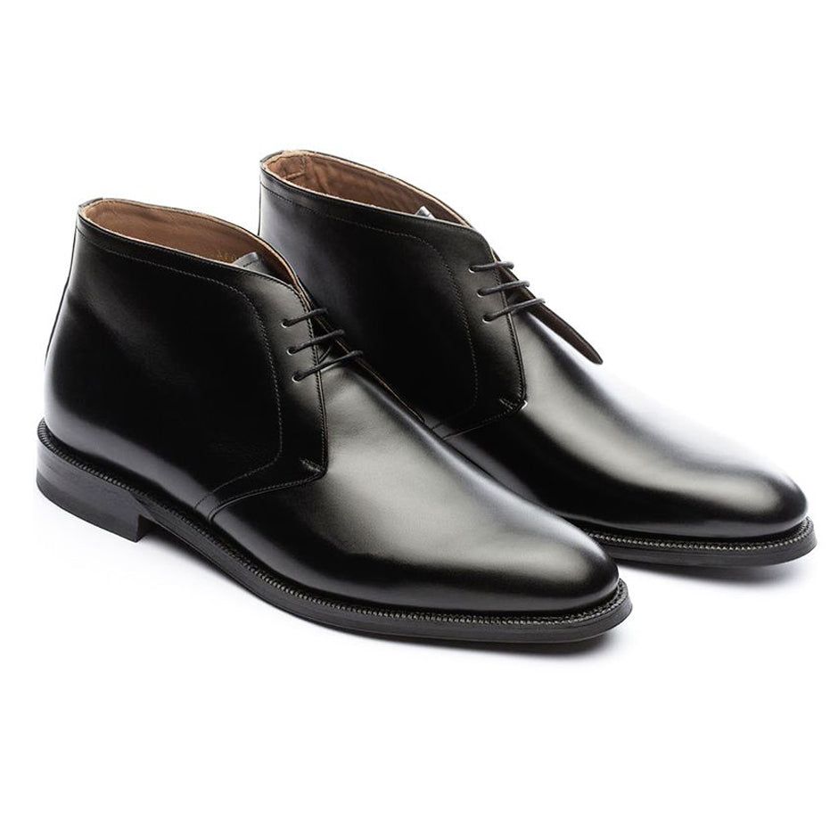 Black Leather Fylde Lace Up Chukka Boots sold by Costoso Italiano