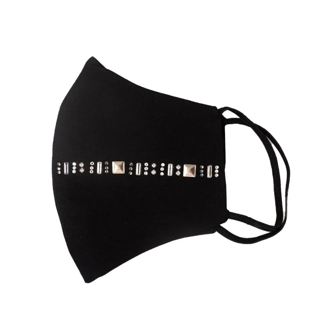Black Silk Mask with Gold Metal Strip in Swarovski Crystals sold by Costoso Italiano product image thumbnail 2